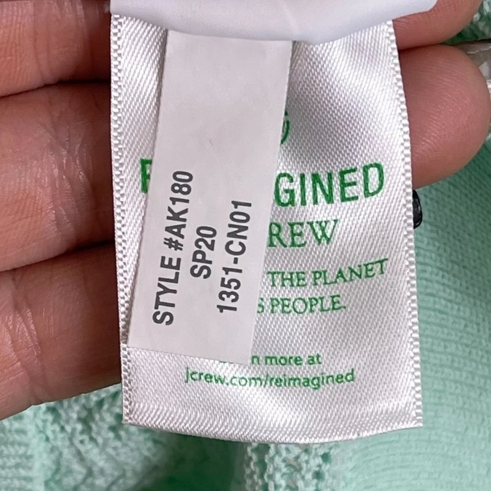 J. CREW Pointelle Sweater Women's size S Light Mint Green Lightweight Ruffle